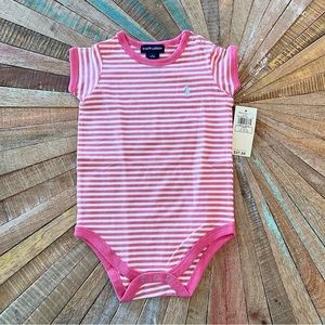 Ralph Lauren NWT Pink and White Striped Onesie, Baby Girl 12-18 months